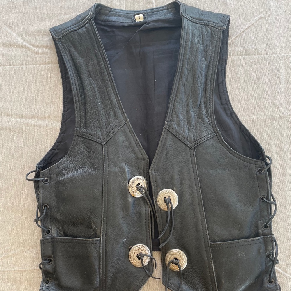 Vintage leather motorcycle vest